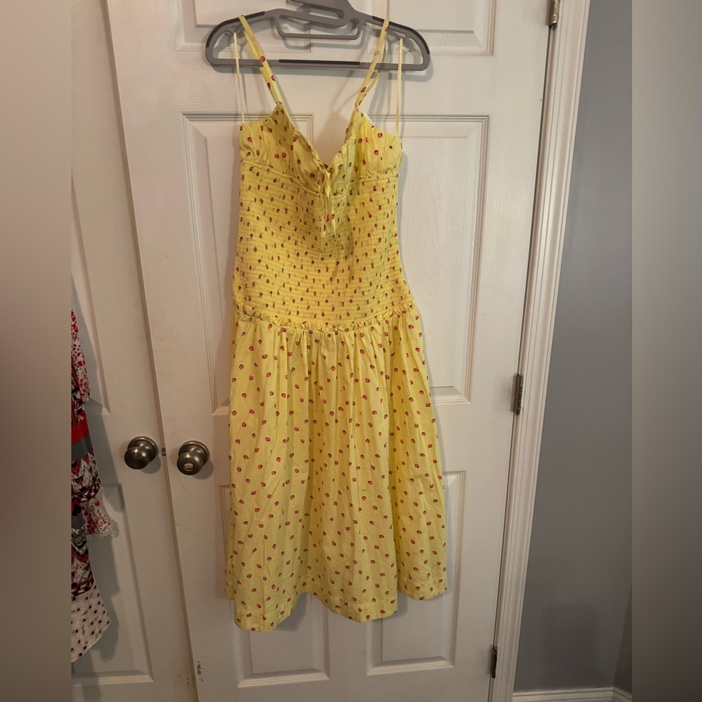 NWOT Free People Lavender Daze Midi Dress - Yellow with Strawberry Print Size M - Picture 5 of 7